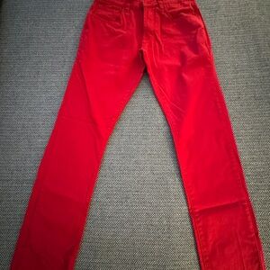 Men's Slim Straight Red Jeans
